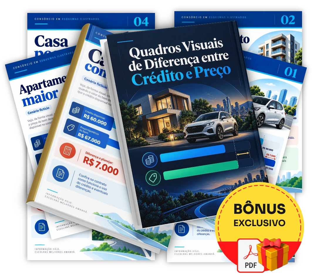 Quadros Visuais de Diferença entre Crédito e Preço